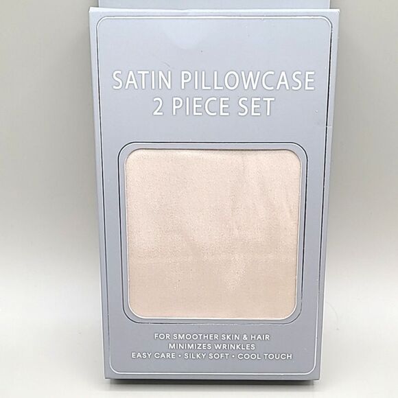 Beige Satin Pillowcases, Set of 2, NIB - Picture 1 of 3